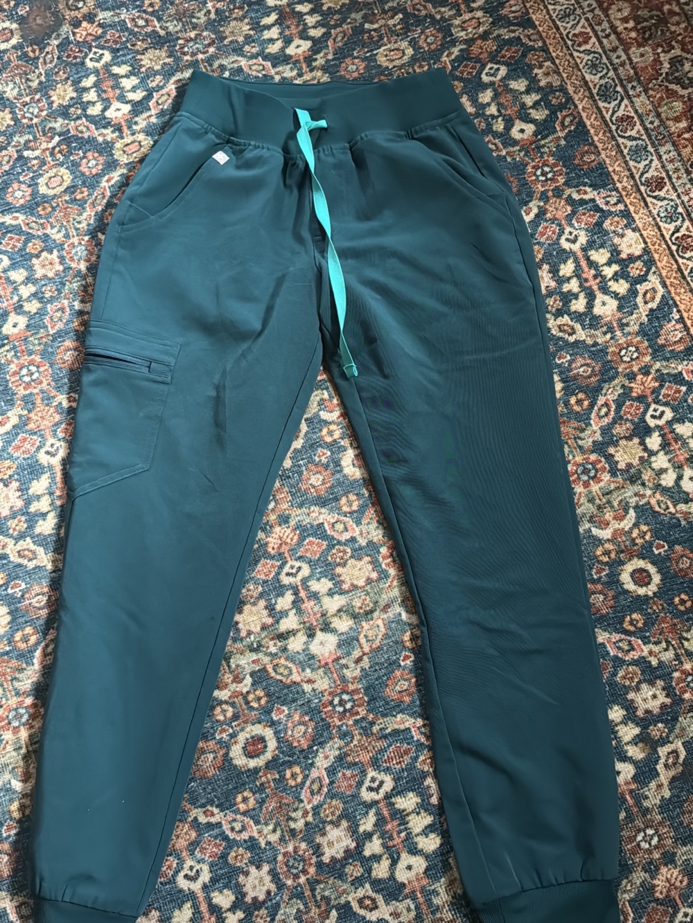 Figs women’s  Caribbean blue Jogger Pants with Teal Drawstring